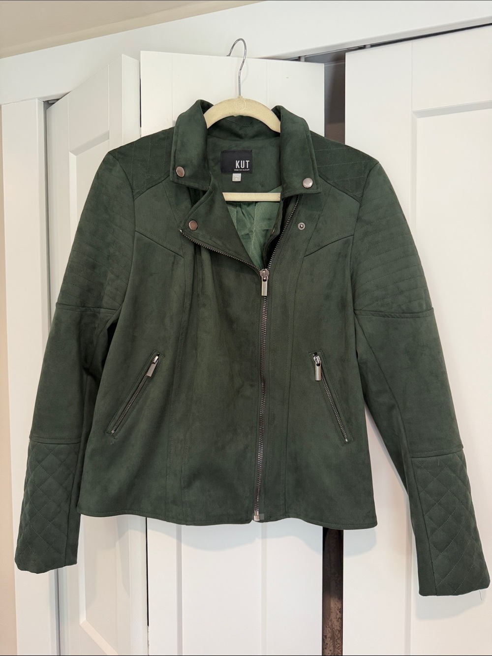 Kut from the Kloth Dark Faux Suede Moto Jacket